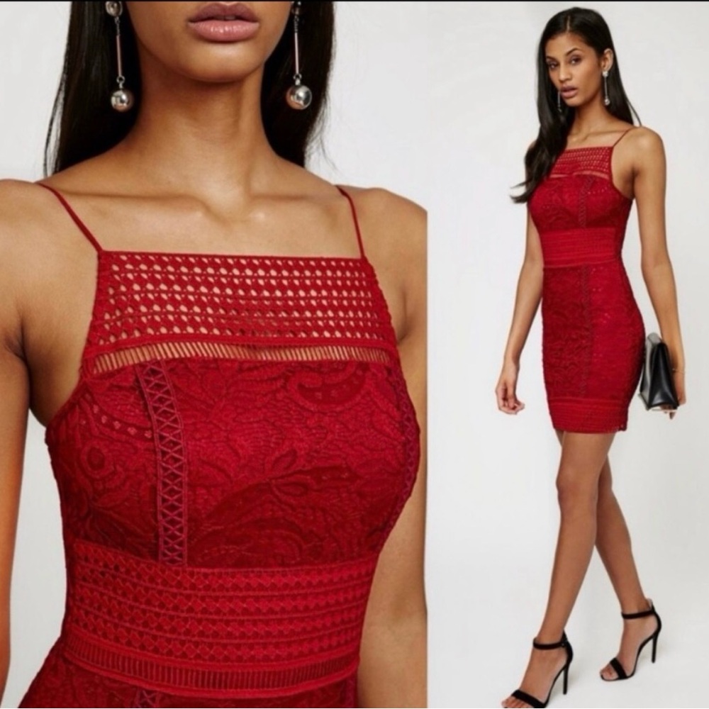 Topshop Red Lace Mini Dress